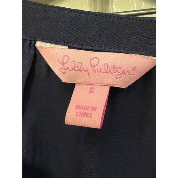 Lilly Pulitzer Saria Blue 100% Silk Tassel Shirt Size Small - Picture 3 of 6